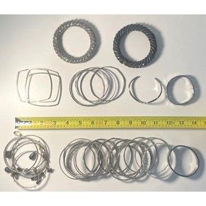 Lot #20 35 Pieces Silver Tone Metal Bangles